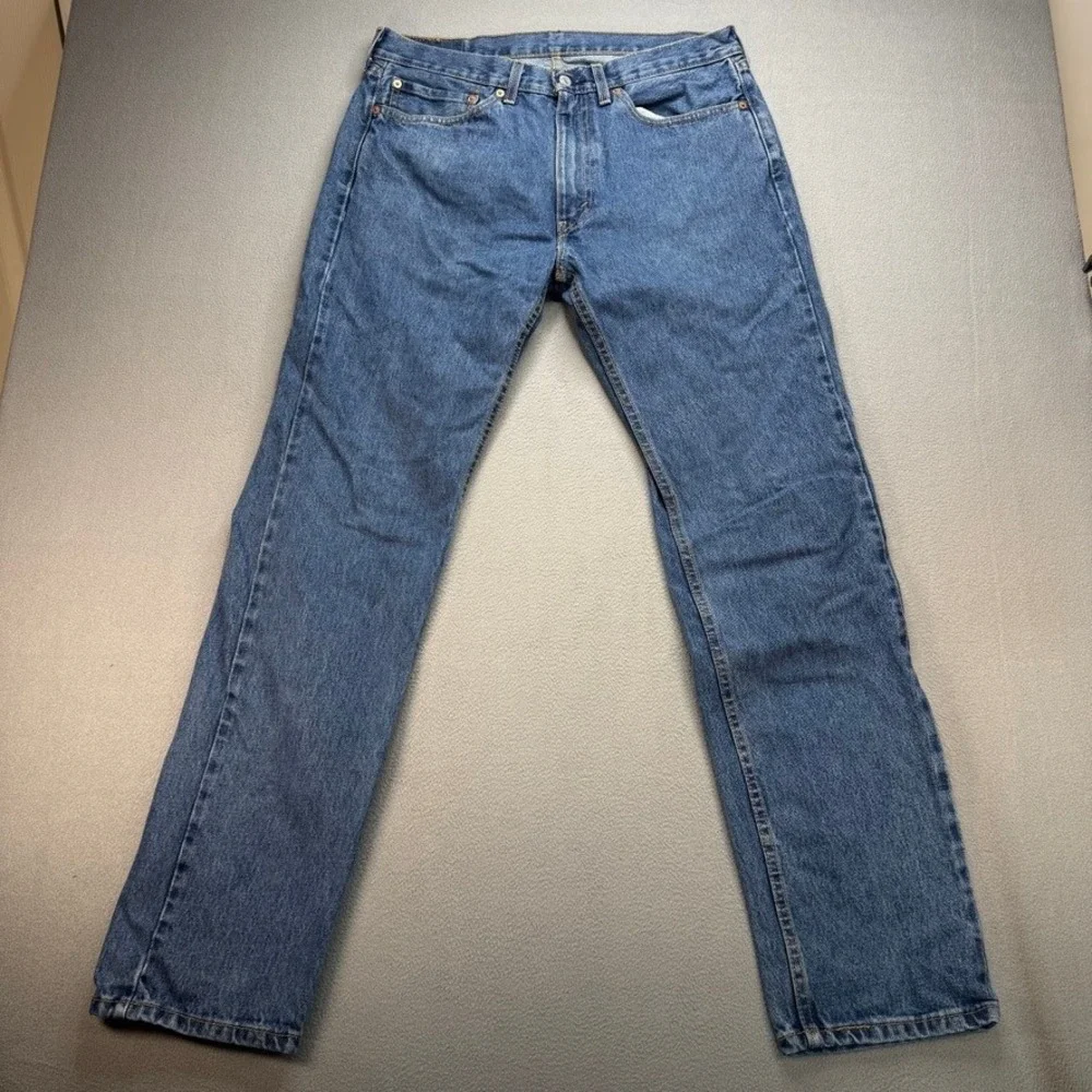Levis 505 Jeans Regular Fit 34x34 (FIT 34x33) Blue Denim Straight Leg Casual